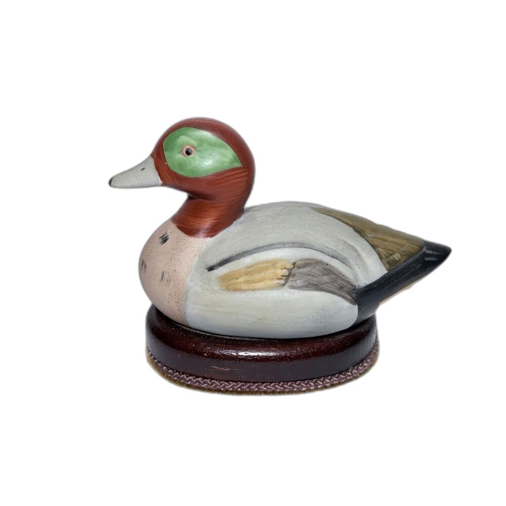 Vintage Jasco Duck Lint Roll Remover Brush  Ceramic Mallard Drake Decoy Figurine